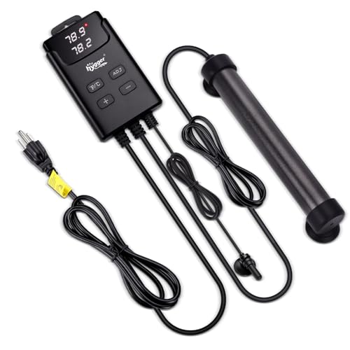 hygger Aquarium Heater,Submersible Fish Tank Heater with External Digital Display, Including Overheat & Leakage Protection and Temperature Sensor for Freshwater and Saltwater (50W for 10gal~15gal) - size: 50W for 10gal~15gal