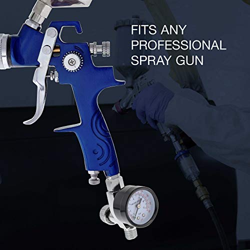 TCP Global Air Adjusting Valve Regulator (1/4" NPT) with Gauge - Air Pressure Regulator for Spray Guns and Pneumatic Tools