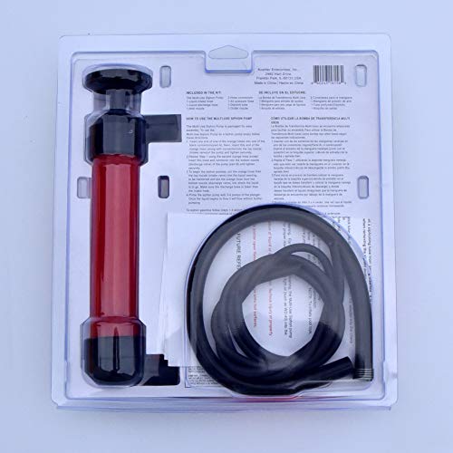 Koehler Enterprises 9RA990 Multi-Use Siphon Fuel Transfer Pump Kit for Gas, Oil, and Liquids for use in Automotive, Home, and Marine applications Red medium - style: Red