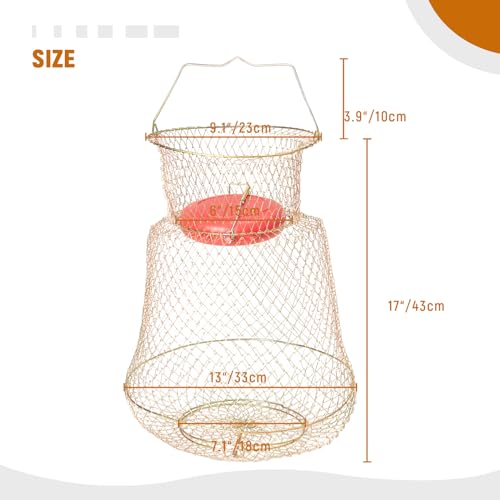 Fishing Basket 13"/33cm Foldable Fish Holder for Caught Fish with Floating Design