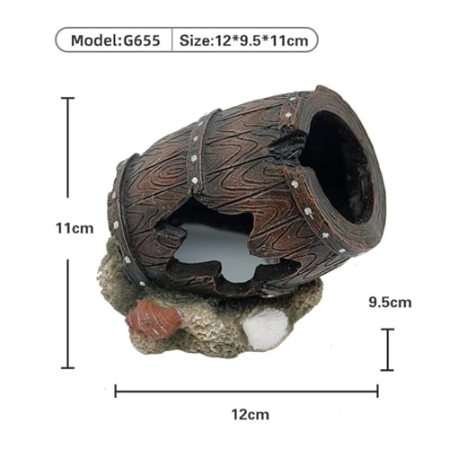 Fish Tank Decoration Rock Cave House Landscaping Figurine Aquarium Hideaway Barrel Fish Tank Ornament Barrel