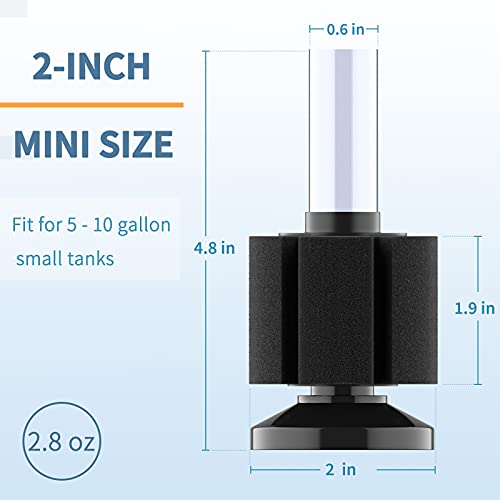 Pawfly Aquarium Air Pump with Nano Bio Sponge Filter Kit Air Control Valve Airline Tubing and Check Valve Accessories for 5-10 Gallon Small Fish Tank