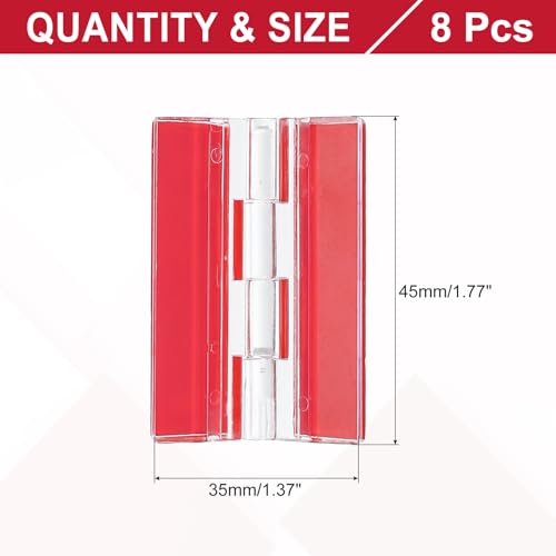 MECCANIXITY Small Acrylic Hinges Plastic Self-Adhesive Clear Hinge 45 x 35mm Continuous Piano Folding Hinges for Aquarium Lid Crafts Display Stand Pack of 8 Transparent - size: 45 x 35mm