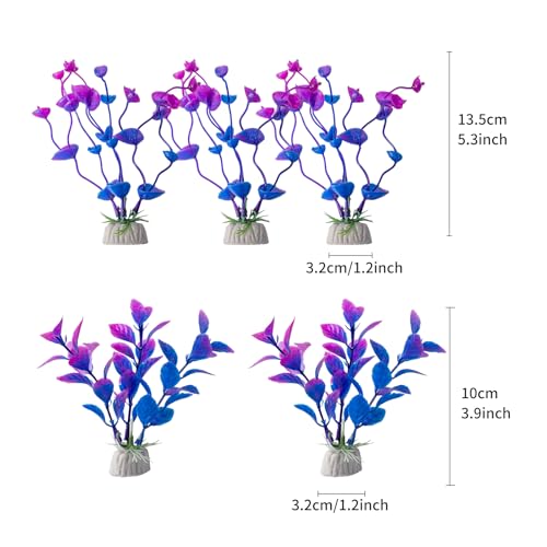 COMSUN 25 Pack Artificial Aquarium Plants, Small Size 4 inch Approximate Height Fish Tank Decorations Home Décor Plastic Light Purple - color: Light Purple