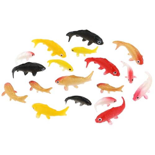 20pcs Fake Koi Fish Figurines Mini Fish Cute Miniature Fake Fish, Mini Goldfish Figurines, Mix Colorful Koi Fish, Tiny Carps Tank Supplies, Fairy Garden Ornament Decoration Plastic Animals Tiny