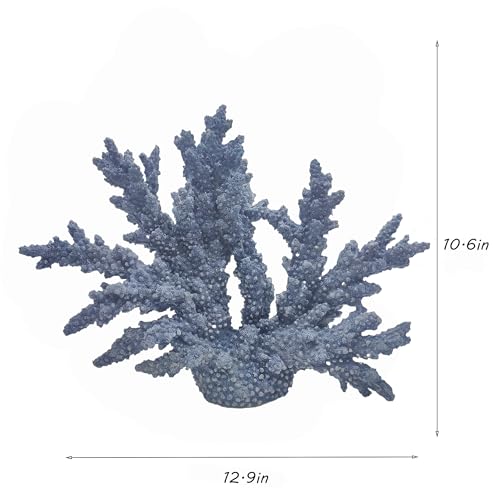 Etlemonde Beach Coastal Blue Coral Reef Decor Resin Statue - Faux Sea Coral Reef for Bathroom Shelf, Coffee Table, Nautical Beach House Home Decor Accent - color: Blue-x