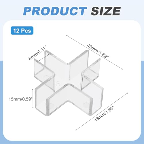 uxcell 24Pcs Plastic Glass Connector, Suitable for 8mm Thick Cross Shaped Glass to Glass Clamp, Fixing Bracket Rimless Clip Holder for Aquarium Fish Tank Display Shelves, Transparent - color: Transparent, size: 8mm