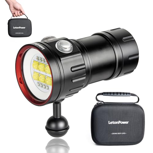 B24 Dive Light Underwater Flashlight 9000Lumens Underwater Video Lights 80m Scuba Dive Light Diving Flashlight for Under Water Sports,Underwater Video Shooting and Photography - color: Sealion B24