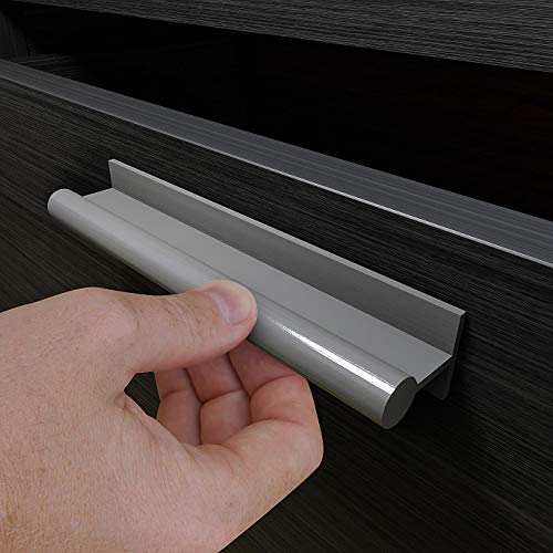 HRX Self-Adhesive Edge Fingerpull Door Handle - Easy to Install Screwless Peel and Stick on Glass, Wood, Metal, Plastic - Sliding Doors Knob for Kitchen Fronts, Drawers & Dressers Panels - 2 Pack - color: Clear Anodized
