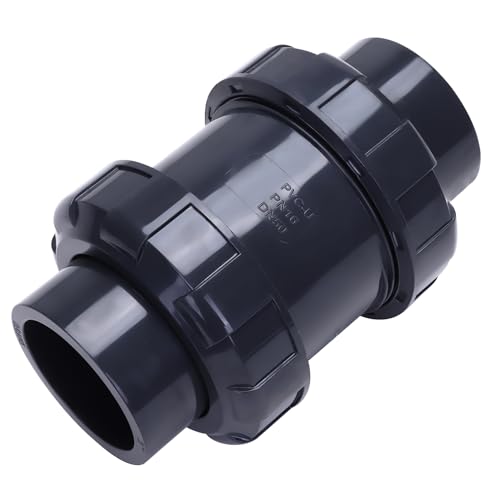 DERNORD 2" UPVC True Union Ball Check Valve with Full Port, EPDM Seals, Rated at 200 PSI, 2 Inch Socket - size: 2 Inch