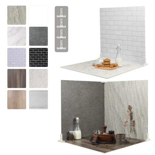 Photo Backdrop Boards for Product Photography, 5PCS 10 Patterns 24 x 24 Inch Food Photography Background Boards, Flat Lay Tabletop Backdrop Kit for Jewelry, Cosmetics, Small Business Photos