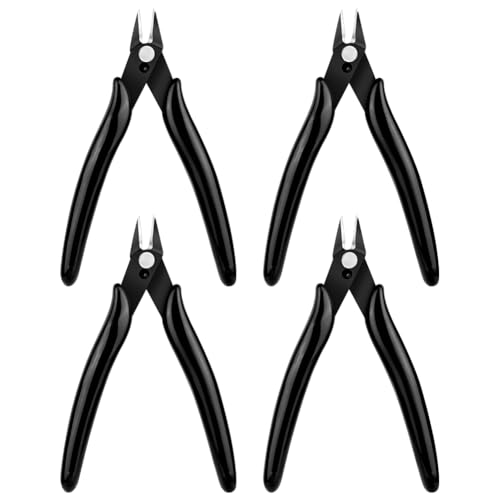 Ainiv Wire Cutters, 4PCS Spring-loaded Side Cutters Flush Cutters, Diagonal Cutters Precision Side Cutters, Diagonal Cutting Pliers in CRV Steel, Heavy Duty Cutting Pliers for Electrical, Homes - color: Black Wire Cutter-4pcs, size: 4pcs