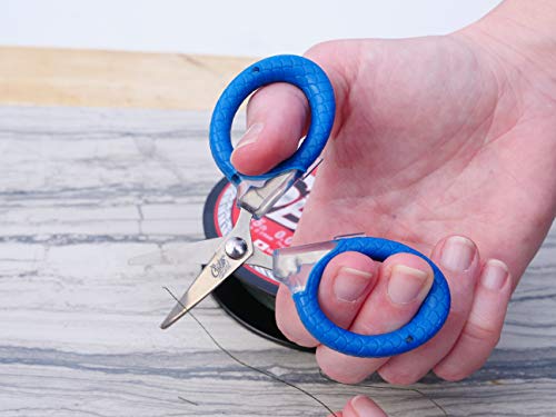 Cuda 3-Inch Titanium-Bonded Micro Fishing Scissors for Mono, Fluorocarbon & Braided Line with Dual Serrated Edges (18826), Blue (Pack of 2) - size: 1 Count (Pack of 2)