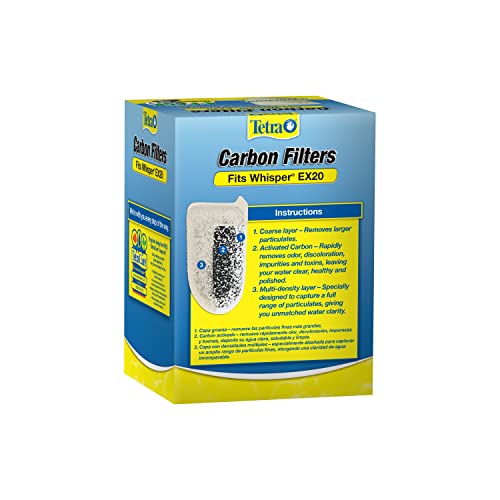 Tetra Whisper EX Carbon Medium Round Filter Cartridges, 4 Count, Fits Tetra Whisper EX 20 Fish Tank Filter - size: 4-Count, style: medium