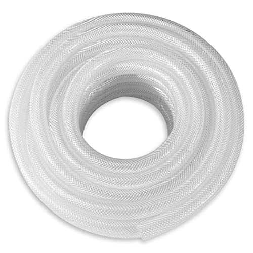 DAVCO 3/4" ID × 50 ft Clear Braided Plastic Vinyl Tubing Flexible High Pressure Reinforced PVC Hose - size: 3/4"ID, style: 50 Feet
