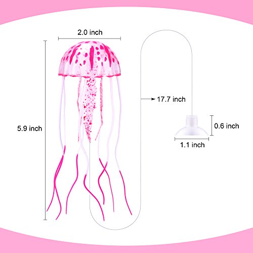 DaToo Aquarium Artificial Glowing Jellyfish Fish Tank Ornament Aquarium Silicone Decoration, 6 Pack, 1 Yr Warranty