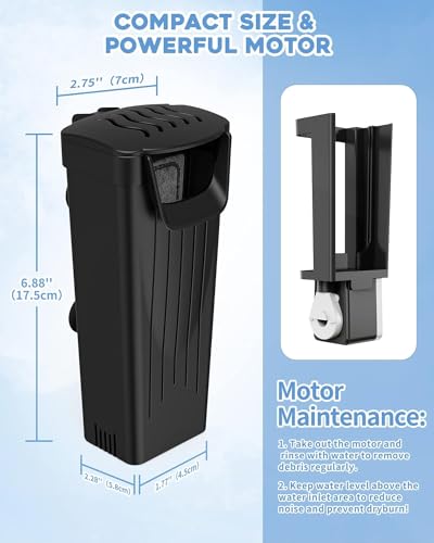 Moonorange Aquarium Power Filter(3.5W), Turtle Tank Filter, Silent Low-Water Filter for Small Fish Tank, Reptile Tank Up to 15Gallon, with 4pcs Cartridges.(Black) - color: Black +4 Cartridges