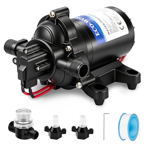ECO-WORTHY RV Water Pump 12Volt 3.5GPM 50PSI 12V Fresh Diaphragm Pump with Pressure Switch and Self-Priming for RV Yacht Garden Sprayer Food Truck - size: 3.5GPM-50PSI-12V-Barbed Hose Adapters