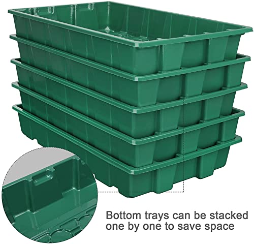 MIXC Seedling Trays Seed Starter Tray, 5-Pack Mini Propagator Plant Greenhouse Grow Kit with Humidity Vented Domes and Base for Seeds' Starting (40 Cells Per Tray, Total 200 Cells), Green - color: Green, size: 40-Cell 5-Pack