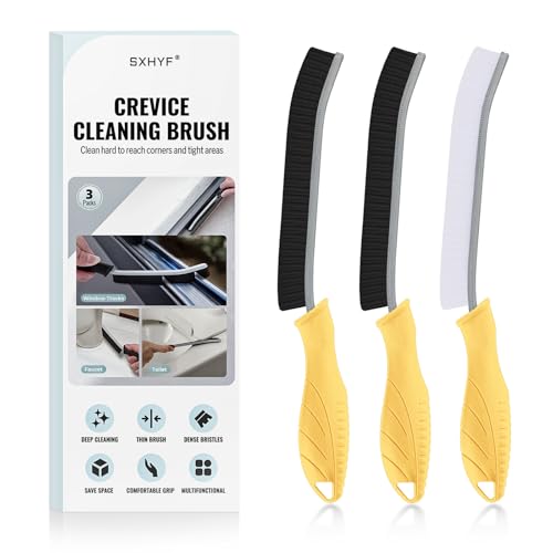 SXhyf Crevice Cleaning Brush - Grout Scrub Brush, House Cleaning Supplies, Gap Cleaning Tools, Home Essentials, Gifts for Women Men, Hard Bristle Crevice Cleaner Brush for Household Use, Bathroom - color: Yellow