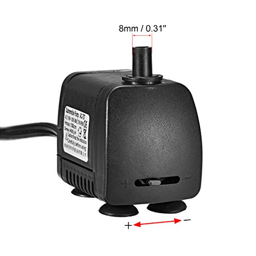 uxcell 105 GPH (400L/H, 7W, 110-120V) Submersible Water Pump US Plug for Pond, Fish Tank Fountain Water Pump Hydroponics with 4.9ft (1.5M) Power Cord