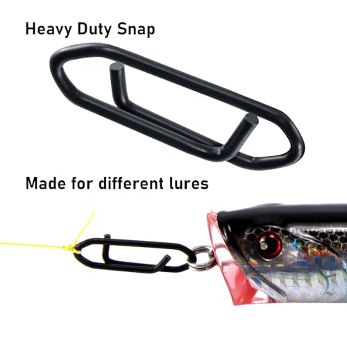Dr.Fish Fishing Power Clips Stealth Stainless Steel Speed Lure Clips Quick Change Fishing Snap Connector Saltwater Freshwater Terminal Tackle - size: XS-25LB-0.5"
