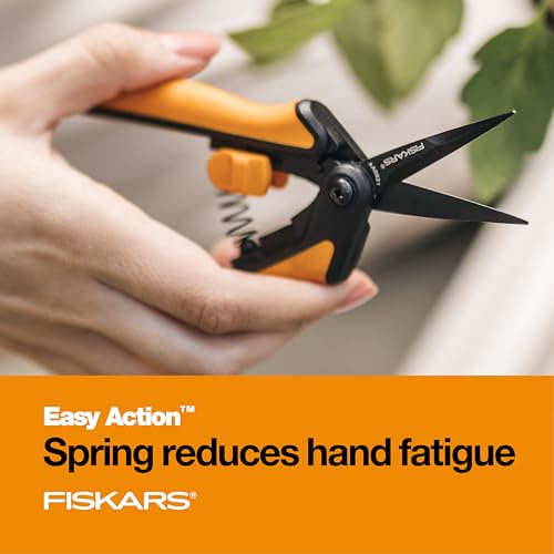 Fiskars 6" Pruning Scissors for Flowers, Buds, Weeds and Small Plants, Garden Snips with Resin Resistant Nonstick Stainless Steel Blades, Gardening Trimmers with Comfortable Handle - style: Pruning Snips (Non-Stick)