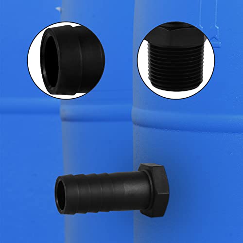 2 Sets PVC Bulkhead Fitting 1 Inch PVC Bulkhead Water Tank Connector Adapter Fitting with Rubber Seal Rings and Locking Nuts for Rain Barrels, Water Tanks, Aquariums (Black)