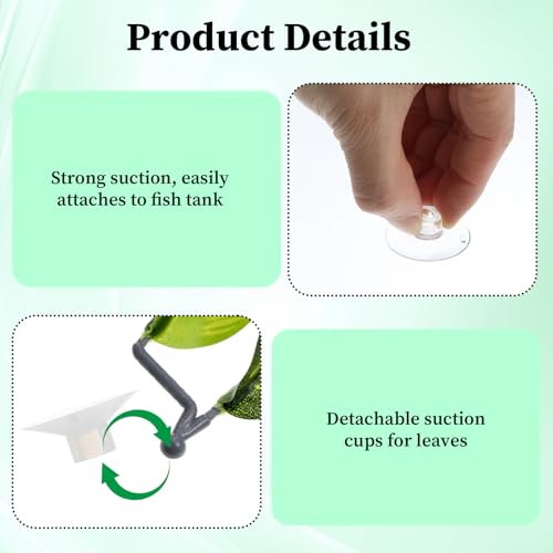 5 Pcs Fish Tank Accessories Aquarium Shrimp Hideout Betta Toys Betta Leaf Hammock Toys Set Plastic Aquarium Plants that Won’T Damage Fishtail Hideout with Spare Suction Cup for Smallfish