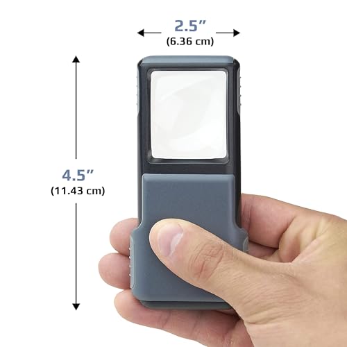 Carson 5x MiniBrite LED Lighted Slide-Out Aspheric Magnifier with Protective Sleeve - Set of 4 (PO-55MU),Gray - size: Pack of 4