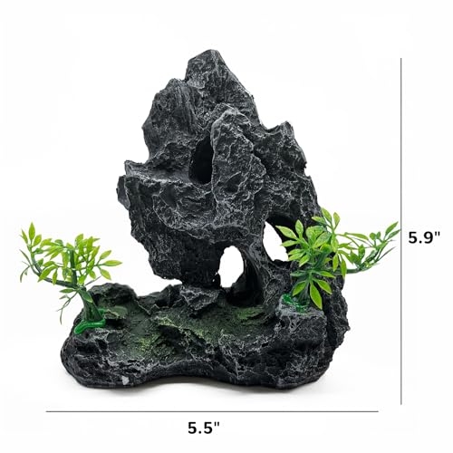 J-star Large Aquarium Rock Mountain Decor – Realistic Resin Landscape Ornament for Fish Tanks – Enhances Underwater Scenery, Easy to Clean, Safe for Fish - size: Large-1