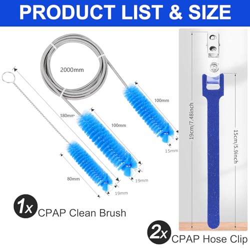 CPAP Cleaning Kit, CPAP Cleaner & CPAP Hose Cleaner Brush for CPAP Machine | CPAP Tube and Mask Cleaning Brush,CPAP Accessorie Supplies，CPAP Hose Cleaner Brush，Universal Fit For 15mm & 22mm CPAP Tubes