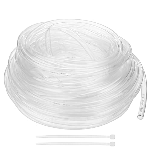 M METERXITY Vinyl Tubing 10mm ID x 12mm OD 100ft Flexible Plastic Tube with 2 Hose Ties, Lightweight Hybrid PVC Hose for Water Gardening/Airline/Aquarium Tubing [Clear] - size: 10mm ID x 100ft