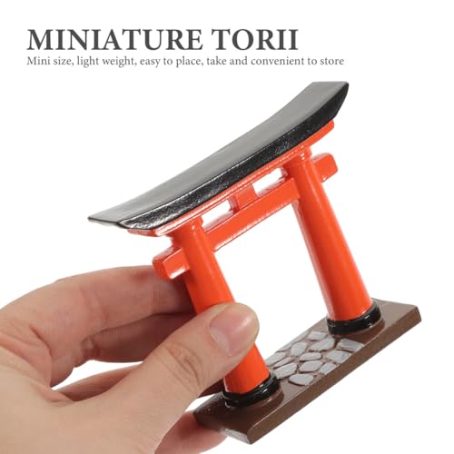 Amosfun Mini Torii Gate Aquarium Ornament Japanese Style Fish Tank Decor Zen Garden Micro Landscape Prop 3.54X0.78X3.14 Inch Lightweight Durable
