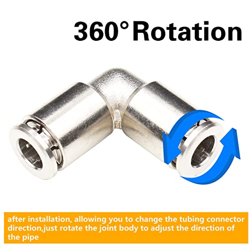 CEKER 4mm x 4mm Stainless Steel Union Elbow Push Connectors, 90 Elbow Fittings for Air & Water, 2 Pack - size: 4 mm, style: ELBOW