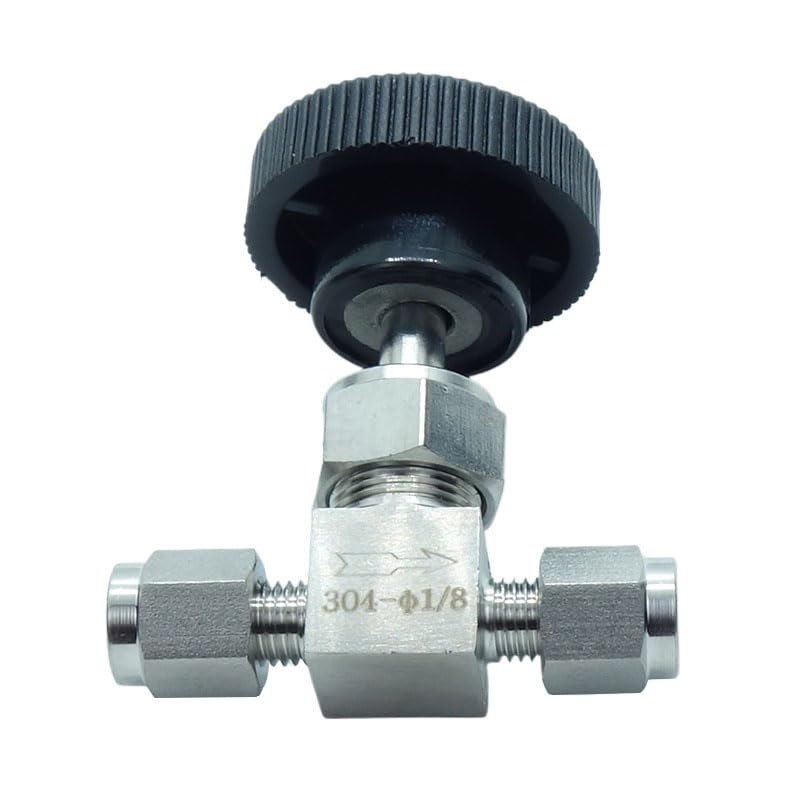 1 Piece Stainless Steel 304 1/8" Tube OD Double Ferrule Compression Fitting Instrument Needle Valve - size: Straight 1/8" OD