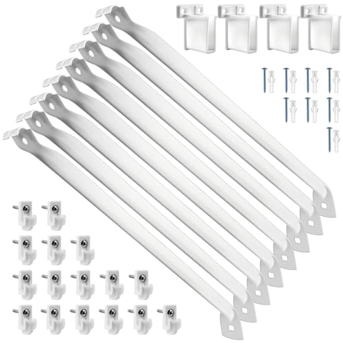 12 Inch Wire Shelf Brackets Set, 8 Pack Metal White Closet Support Bracket with End Brackets & Clips for Wire Shelving Wall Bracket Installation, Support Wire Closet Shelves Racks (8 Pack) - size: 8 Pack