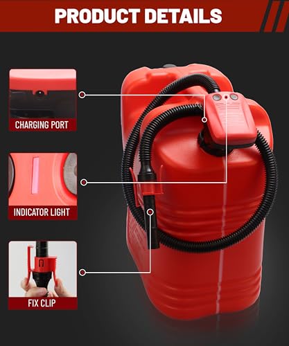 FUELIO Rechargeable Fuel Transfer Pump - Electric Gas Pump For Gas Can - Auto Stop Gas Transfer Pump - size: Rechargeable