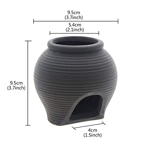 Ceramic Jar Aquarium Decorations Fish Tank Cave Breeding Cones Cave Fish Tank Ornaments for Amano Shrimp Cichlid Bonsai to Play, Hide and Rest - Black