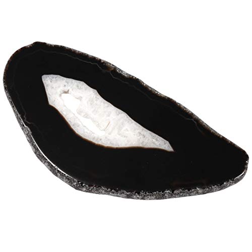 rockcloud 10 Pcs Agate Light Table Slices, Healing Crystals Geode Stones,Irregular Home Decoration Jewelry Making,Black