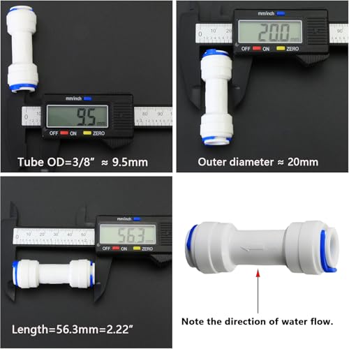 3/8" Push-Fit Check Valve, 3 Pcs | Quick-connect adapter check valve for RO reverse osmosis water filter systems, beverage dispensers & water purifiers. - size: 3/8" Check Valve