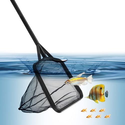 Portable Long Handle Fishing Landing Net Square Aquariums Fish Tanks Fishing Landing Float Item Cleanning Tool Long Handle Fine Mesh Skimming Fine Mesh Cleanning - size: Large