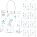 Hlimior 24 Pcs Beach Party Favor Ocean Seashell Gift Bags Starfish Clear PVC Gift Bags with Handles Reusable Candy Treat Tote Summer Shell Goodie Bags for Birthday Party Supplies