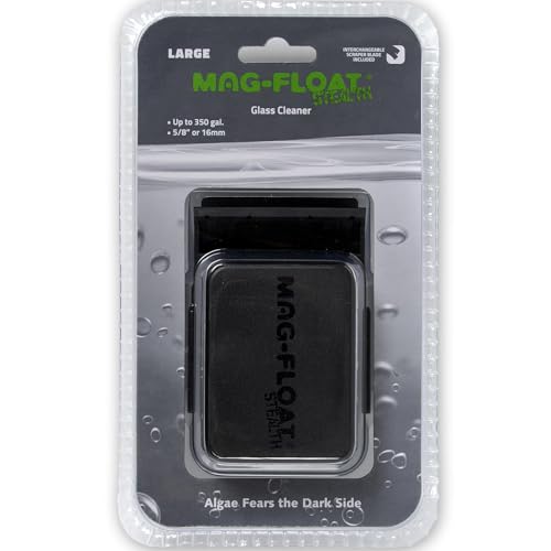 Mag-Float Large Black Stealth Glass Magnet Aquarium Scraper Cleaner with Blade - Floating Magfloat Magnetic Cleaning Tool - size: Large