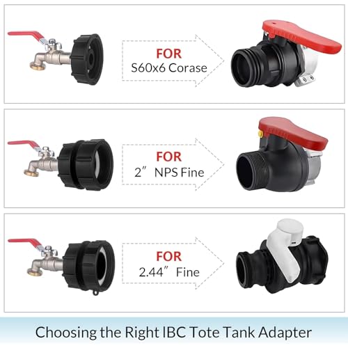 IBC Tote Hose Adapter 275-330 Gallon IBC Tote Water Tank Fittings 1/2" Male NPT×3/4" Male GHT Lead-Free Compliant Brass Water Valve with 3 Adapter+ Garden Hose Quick Connector（Nickel Plating） - color: Long handle Valve