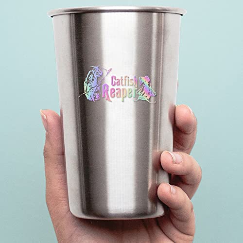 Decal Stickers of Catfish Reaper Fishing #2 (Hologram) (Set of 2) Premium Waterproof Vinyl Decal Stickers for Laptop Phone Accessory Helmet Car Window Mug Tuber Cup Door - BICVER1570832HOW19Y24 - color: Hologram, size: 6.8'' x 3.3''