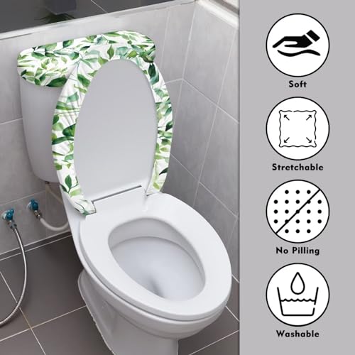 Toilet Lid Tank Protector Cover Pack of 2, Toilet lid Cover Stretch Toilet Tank Lid Cover Replacement Machine Washable Fits Most Standard Tanks & Lids, Leaf Green - color: Leaf Green