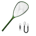 Aventik Fly Floating Fishing Net Carbon Fiber Landing Trout Net Light Weight Clear Rubber Ghost Net Catch & Release - color: Long handle green with magnetic release