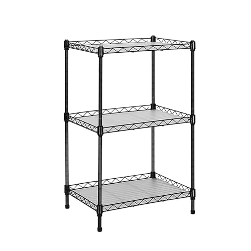 Best 3-Tier Wire Shelving - Black -mini Shelf - Kitchen Storage Shelves, Lightweight countertop Storage Rack Corner Shelf Shelving Adjustable Storage Shelf, 11.8" D x 15.7" W x 31.5" H - size: 3-Black Shelf