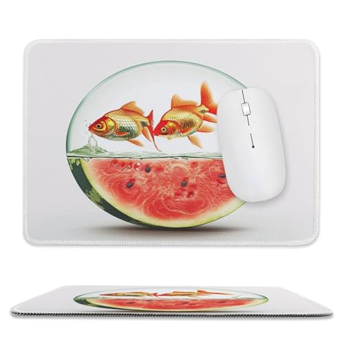 Mouse Pad Computer Mousepad Fish Tank and Watermelon Mouses Mat for Desk Washable Mouse Pad with Non-Slip Rubber Base Gaming Mousepad for Office Laptop